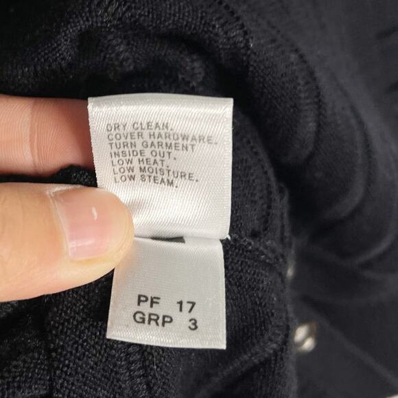 St John Medium M Black 3/4 Sleeve Ottoman Stripe Knit Sweater with Side Lace Up - Picture 11 of 11